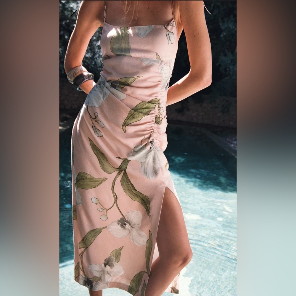 Zara linen blend floral dress